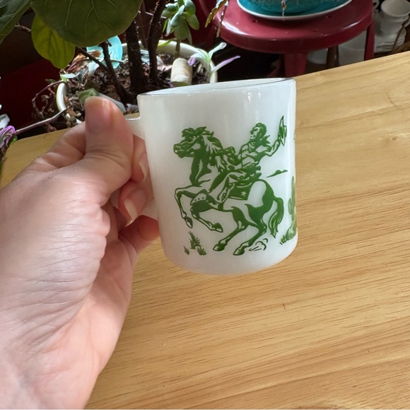 1950s Hazel Atlas Milk Glass Cowboy Graphic Mug - Picture 8 of 8